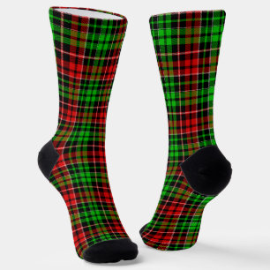 Chaussette Motif Tartan à Carreaux Noir Rouge Vert