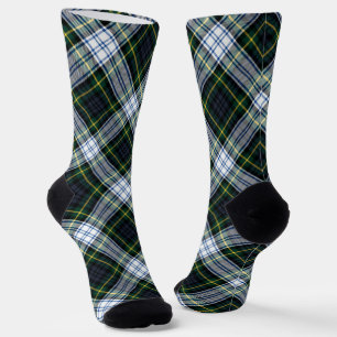 Chaussette Motif Tartan Gordon Carreaux Rustique Vert Blanc
