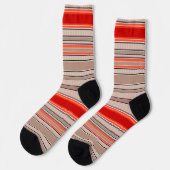 Chaussette motif texturé rayé vertical en orange et être (Gauche)