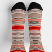 Chaussette motif texturé rayé vertical en orange et être (Haut)