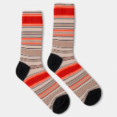 Chaussette motif texturé rayé vertical en orange et être (Droite)