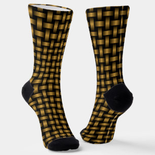 Chaussette Motif Tissé Orange Noir