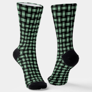 Chaussette Motif Tissé Vert Noir