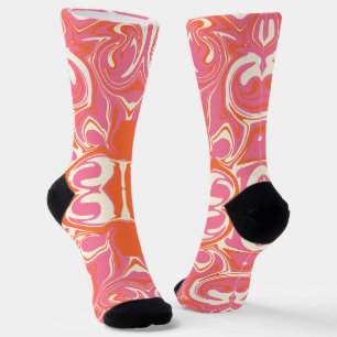 Chaussette Motif torride en rose, orange et crème