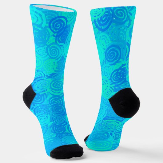 Chaussette Motif Tourbillons Bleu Sarcelle (Angulaire)