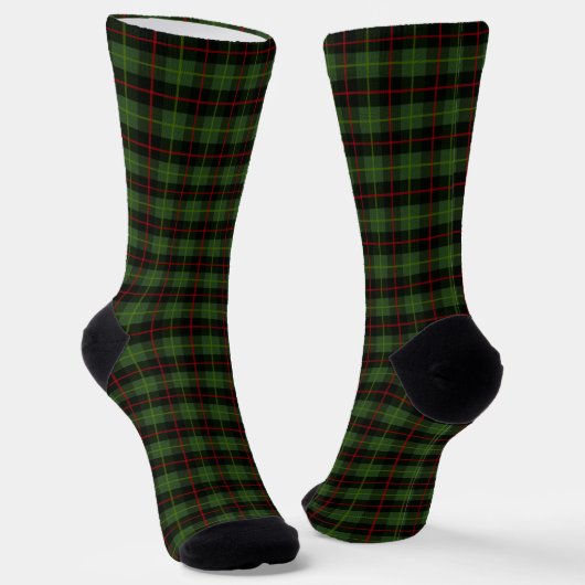 Chaussette Motif traditionnel rouge tartan vert foncé (Angulaire)