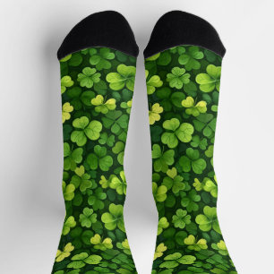 Chaussette Motif Trèfle Vert sur Chaussettes Noires
