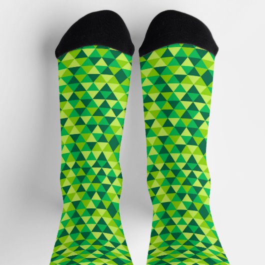 Chaussette Motif triangle diamant rétro or vert (Haut)