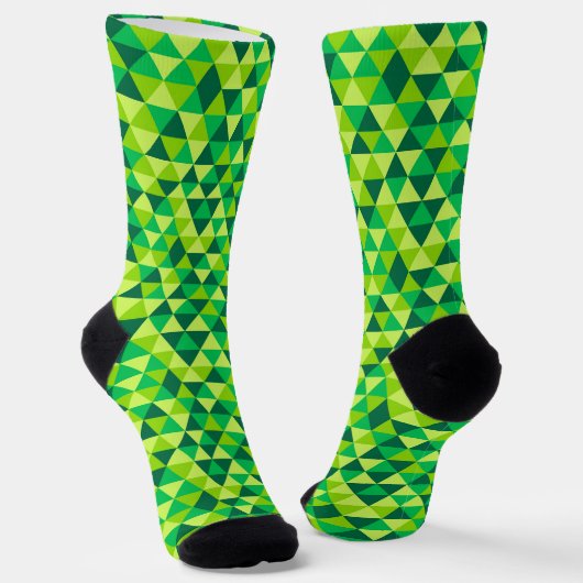 Chaussette Motif triangle diamant rétro or vert (Angulaire)