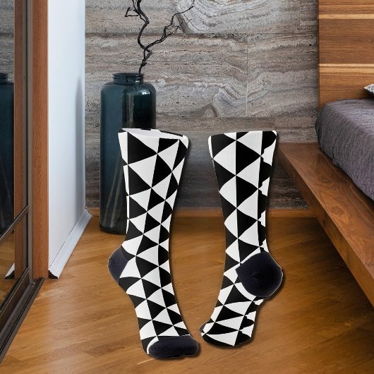 Chaussette motif triangle noir&blanc