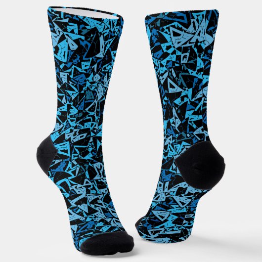 Chaussette Motif Triangle Noir Bleu (Angulaire)