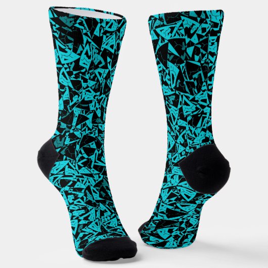 Chaussette Motif Triangle Noir Sarcelle (Angulaire)