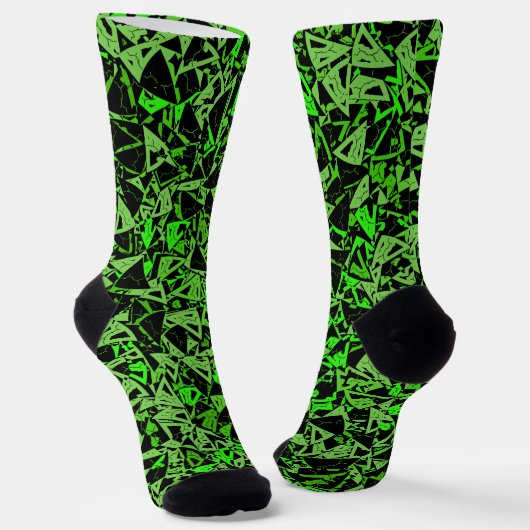 Chaussette Motif Triangle Noir Vert (Angulaire)