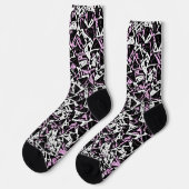 Chaussette Motif Triangle Noir Violet (Gauche)