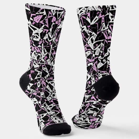 Chaussette Motif Triangle Noir Violet (Angulaire)