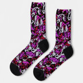 Chaussette Motif Triangle Rouge Violet (Gauche)