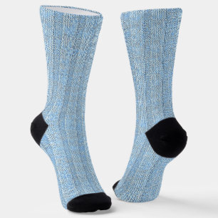 Chaussette Motif tricot rayé Jersey en bleu bébé