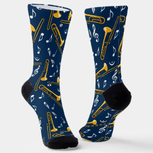 Chaussette Motif Trombone Music Notes