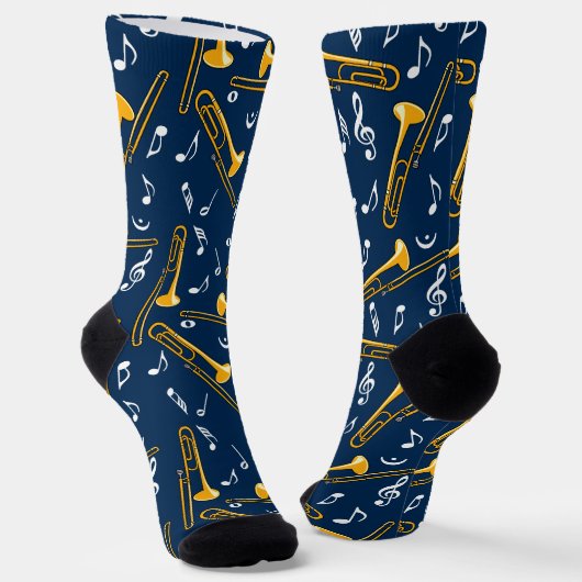 Chaussette Motif Trombone Music Notes (Angulaire)
