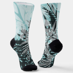 Chaussette Motif tropical bleu clair