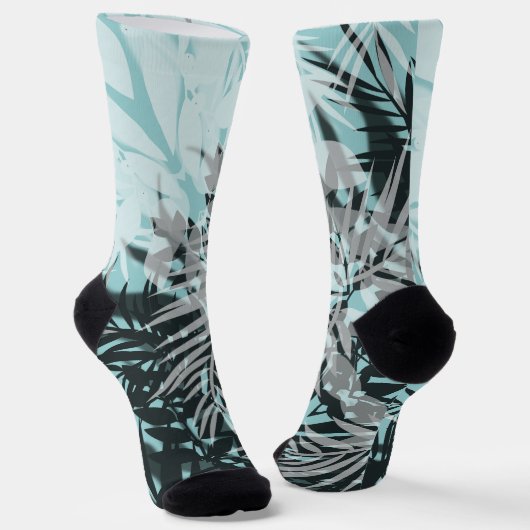 Chaussette Motif tropical bleu clair (Angulaire)