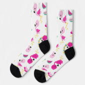 Chaussette Motif tropical, Flamants roses, pastèques, Fleurs (Gauche)