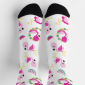 Chaussette Motif tropical, Flamants roses, pastèques, Fleurs (Haut)