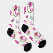 Chaussette Motif tropical, Flamants roses, pastèques, Fleurs (Droite)
