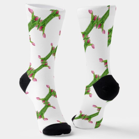 Chaussette Motif tulipe rose (Angulaire)