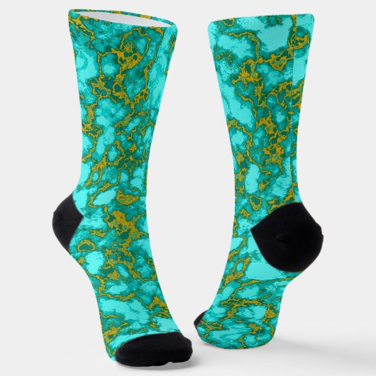 Chaussette Motif Turquoise et Or (Angulaire)