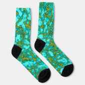 Chaussette Motif Turquoise et Or (Droite)