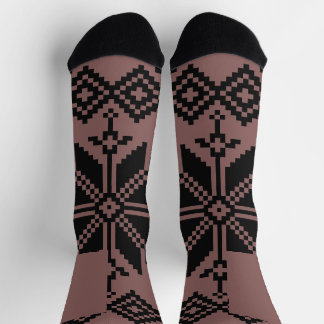 Chaussette Motif Ukrainien Brun et Noir