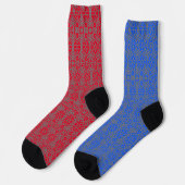 Chaussette Motif unique rouge bleu et argent (Gauche)