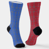 Chaussette Motif unique rouge bleu et argent (Angulaire)