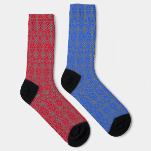 Chaussette Motif unique rouge bleu et argent