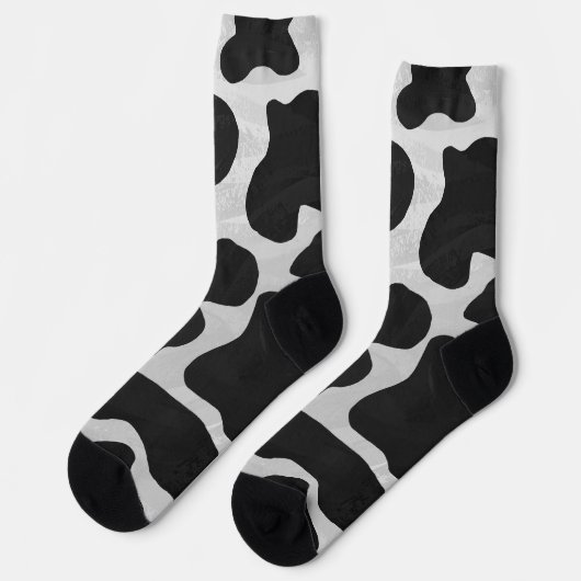Chaussette Motif Vache Noir et Blanc (Gauche)