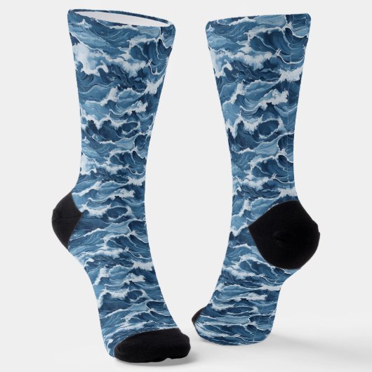 Chaussette Motif Vagues Bleues (Angulaire)