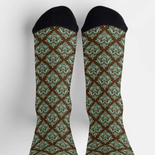 Chaussette Motif vert clair Damques sur Arrière - plan Brown (Haut)