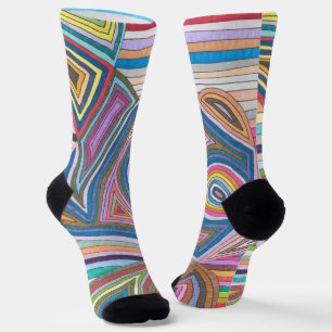 Chaussette Motif vibrant à rayures géométriques abstraites