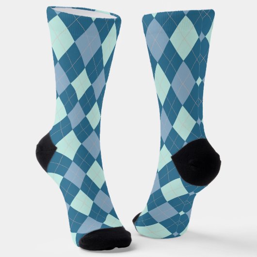Chaussette Motif vintage Argyle bleu (Angulaire)