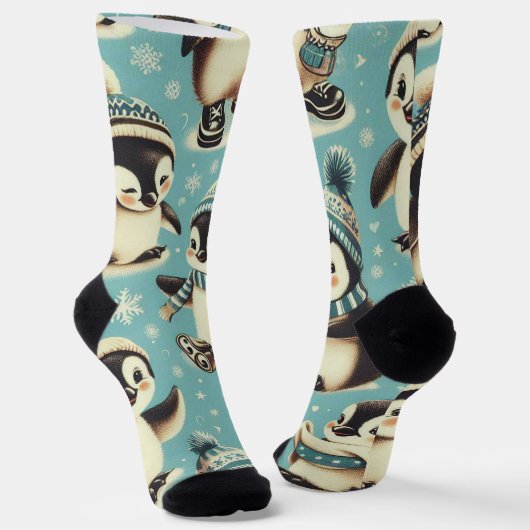 Chaussette Motif vintage Cute Penguin (Angulaire)
