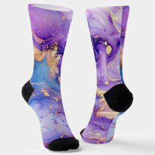 Chaussette Motif Violet Bleu Minimaliste Pailleté Sans Coutur