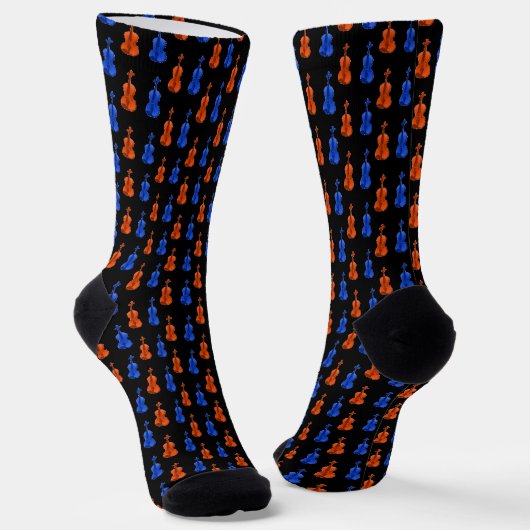 Chaussette Motif violon bleu orange (Angulaire)