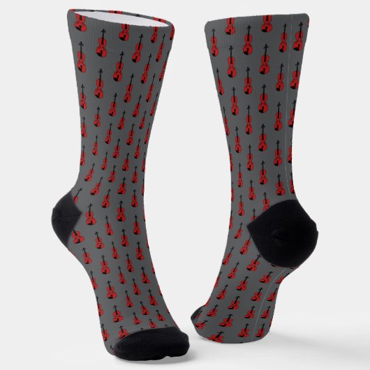 Chaussette Motif violon rouge (Angulaire)