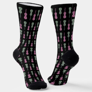 Chaussette Motif violon - vert et rose
