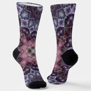 Chaussette Motif Web Mandala rose et violet vif