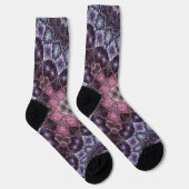 Chaussette Motif Web Mandala rose et violet vif (Droite)
