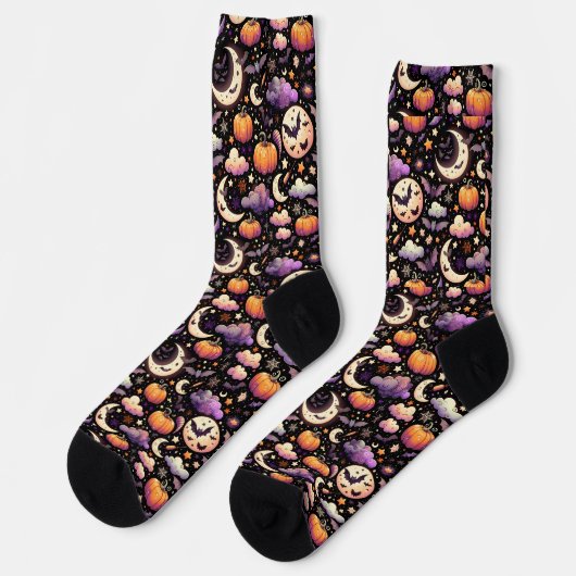 Chaussette Motif Whimsical Halloween Night Sky (Gauche)