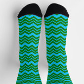 Chaussette Motif Zigzag Chevron Bleu Vert (Haut)