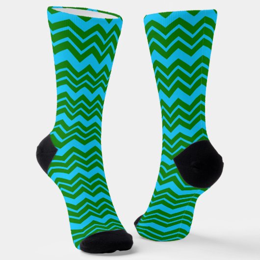Chaussette Motif Zigzag Chevron Bleu Vert (Angulaire)